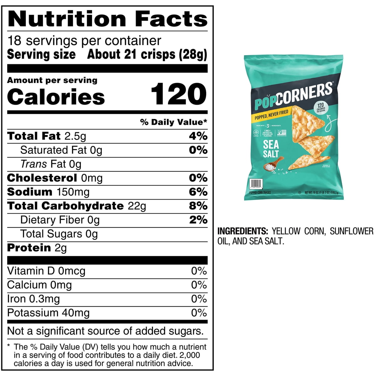 미국직구 PopCorners Sea Salt 510g / PopCorners Sea Salt Flavored Whole Grain Snacks, 510g 2