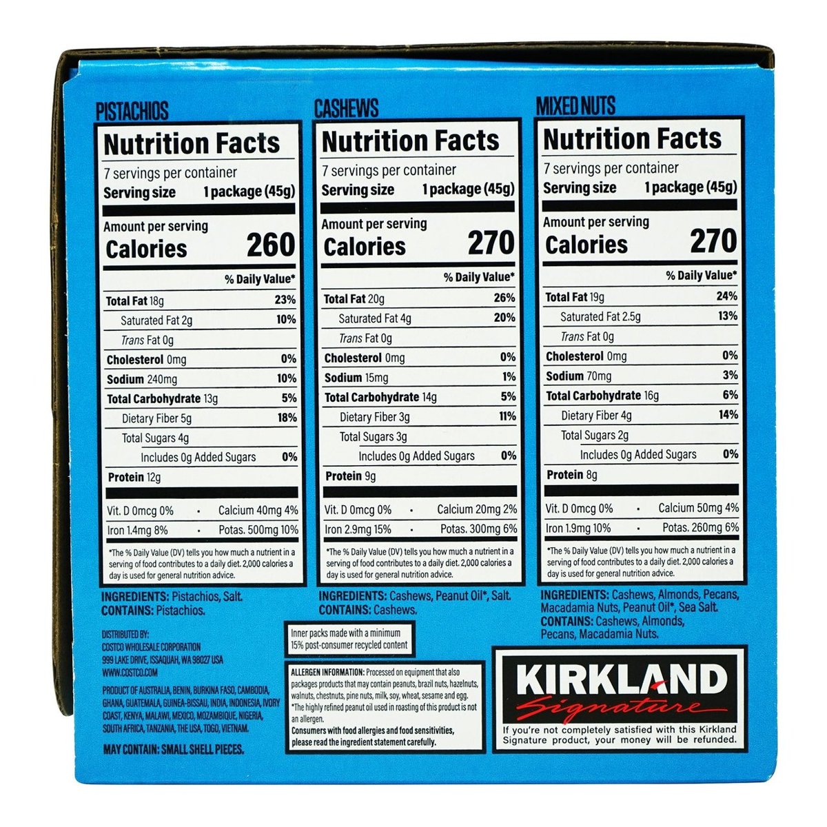 미국직구 Kirkland Signature Snacking 견과 45g / Kirkland Signature Snacking Nuts Variety Pack, 2 4