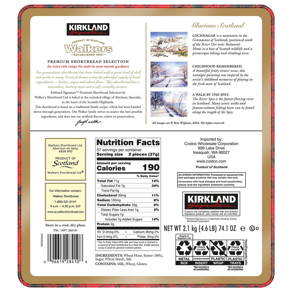 미국직구 Kirkland Signature Walkers Shortbread Cookies, 74.1 oz