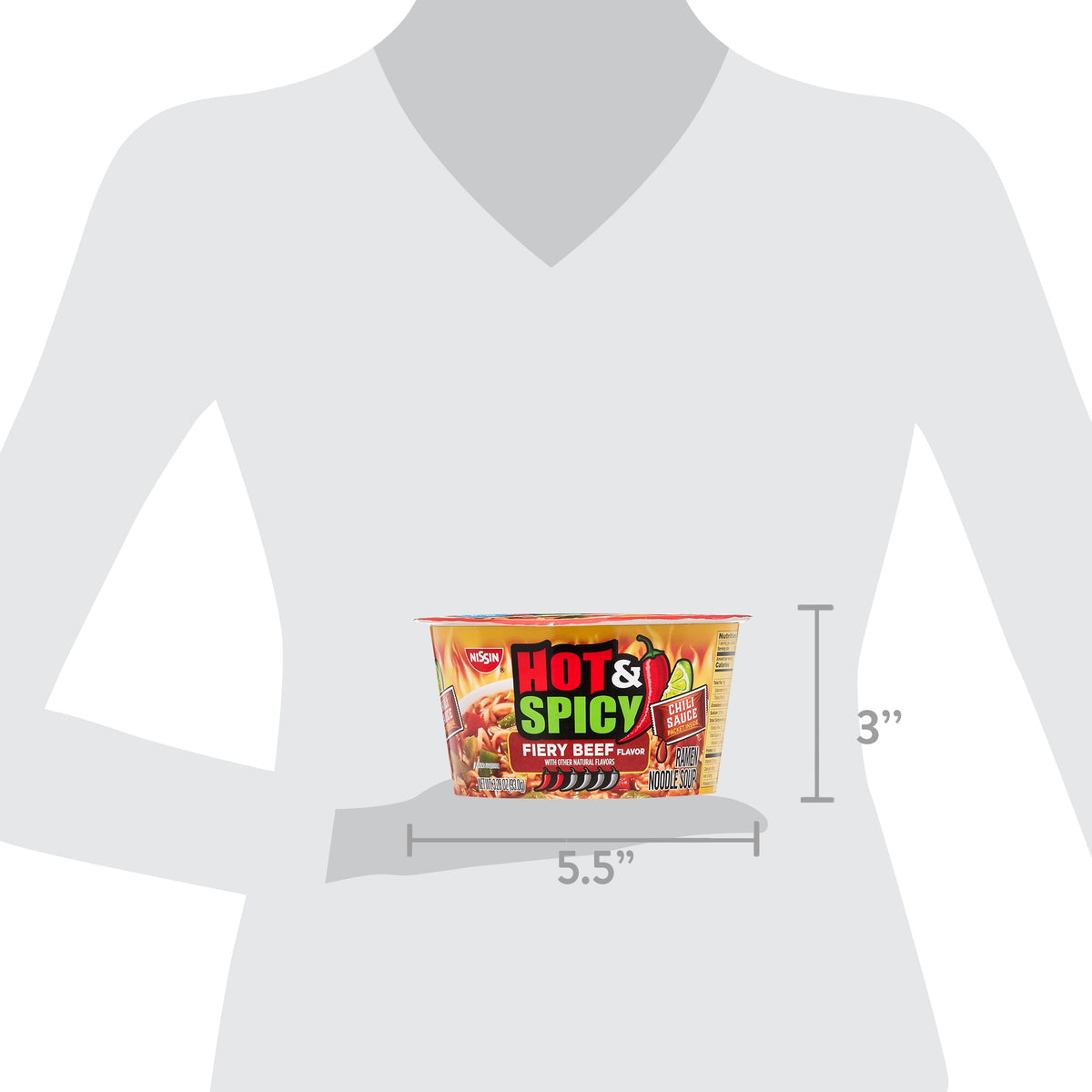 미국직구 닛신 Foods Hot & Spicy Ramen Noodle Soup, Fiery Beef Flavor, 3.28 oz Bowl, Shelf-Stable