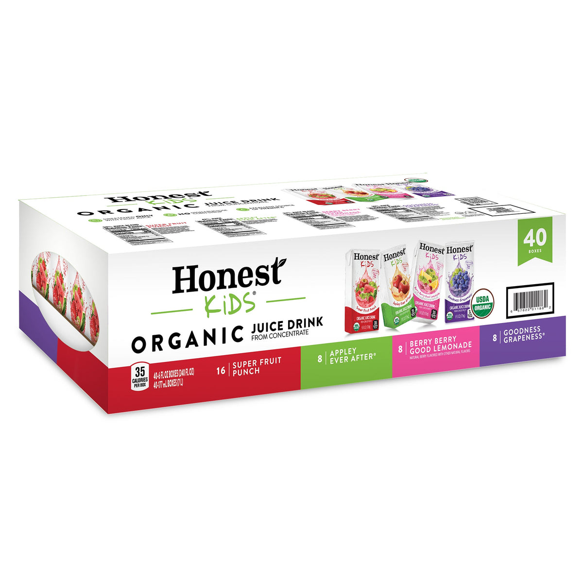미국직구 Honest Kids Organic Juice Drink, Variety Pack, 6 fl oz, 40 ct