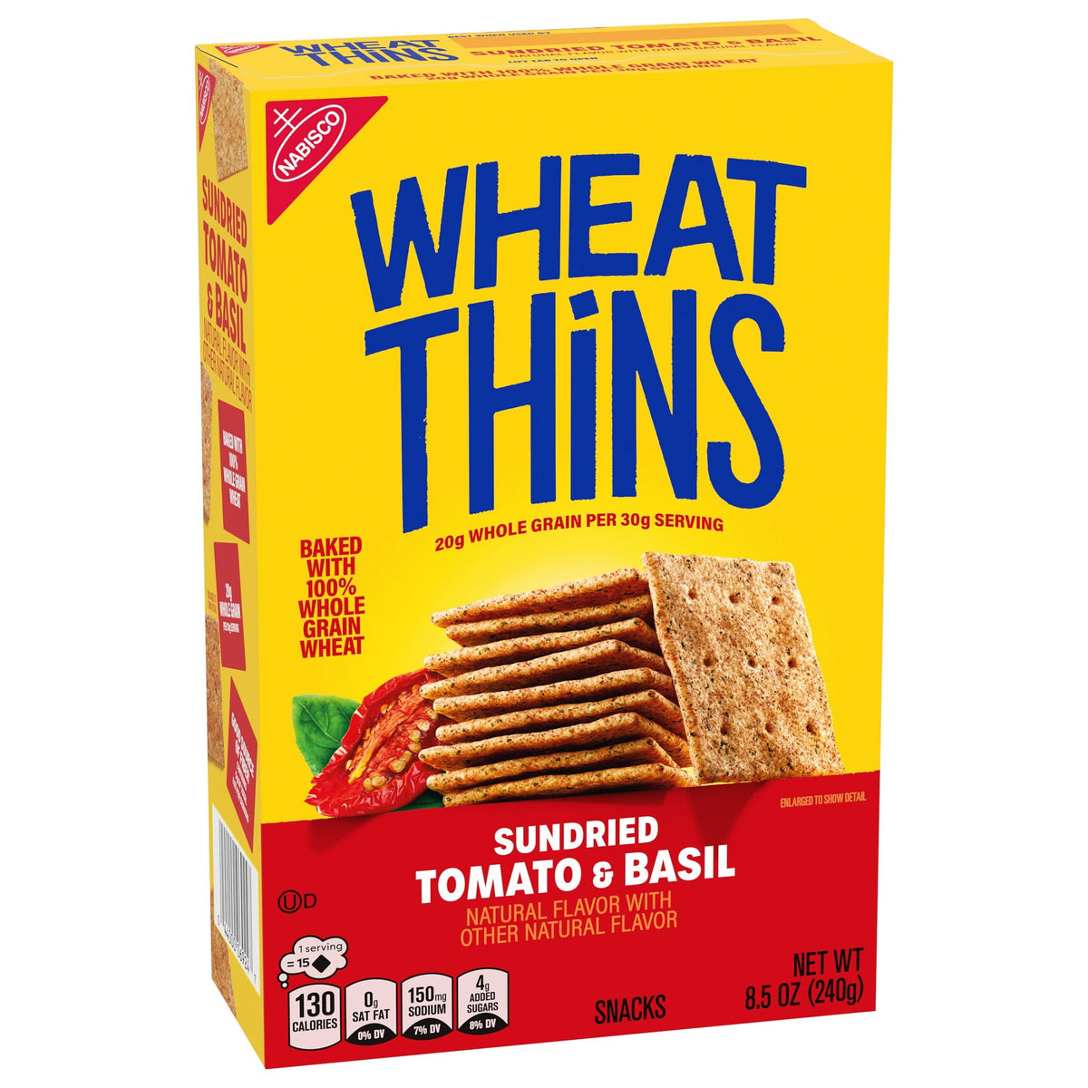 미국직구 WHEAT THINS Sundried Tomato and Basil Snacks, Whole Grain Wheat Crackers, Snack Crackers, 8.5 oz