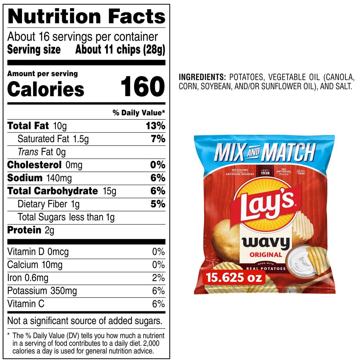 미국직구 Lay's Wavy 443g [배송 7~12일] / Lay's Wavy Original Potato Chips, 443g 2