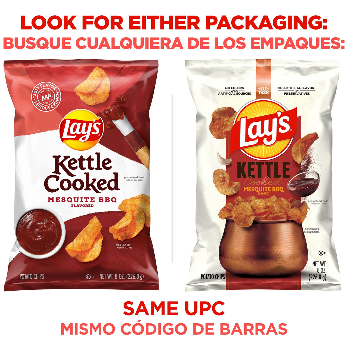 미국직구 Lay’s Mesquite BBQ Kettle Cooked Potato Chips Bag, 8 oz