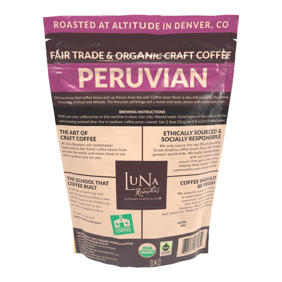 미국직구 Luna Roasters Medium 커피 850g / Luna Roasters Medium Roast Organic Peruvian Whole Bean 3