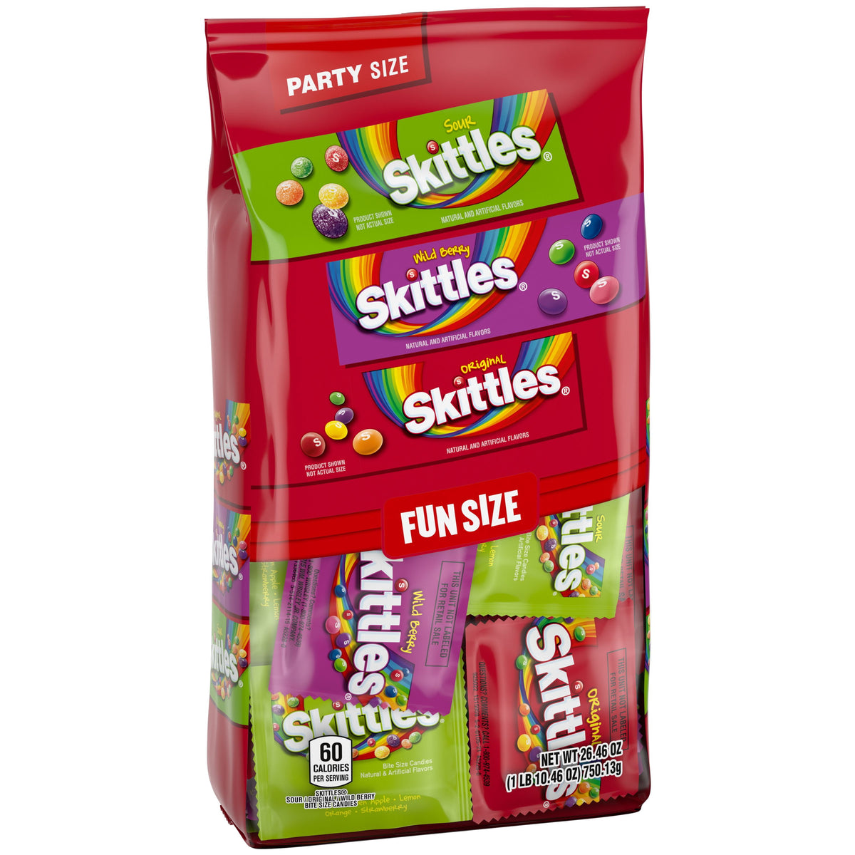 미국직구 스키틀즈 Original, Wild Berry & Sour Fun Size Chewy Candy, Party Size - 26.46 oz Bulk Bag