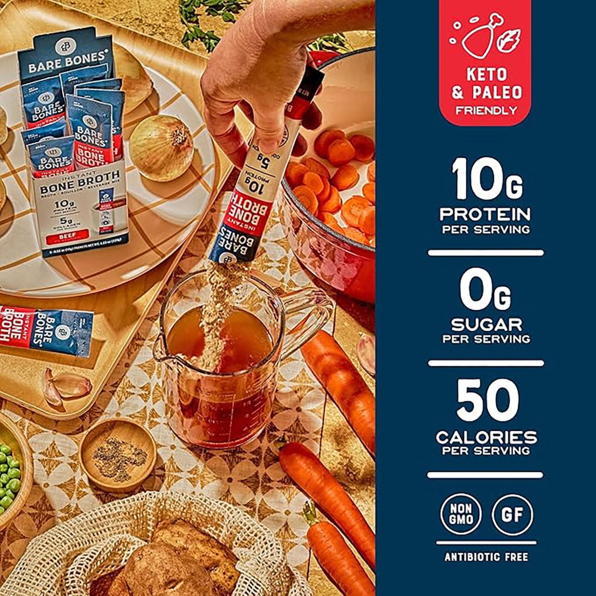 미국직구 Bare Bones Instant 120g 8팩 / Bare Bones Instant Beef Bouillon Bone Broth Sticks, 120g 4