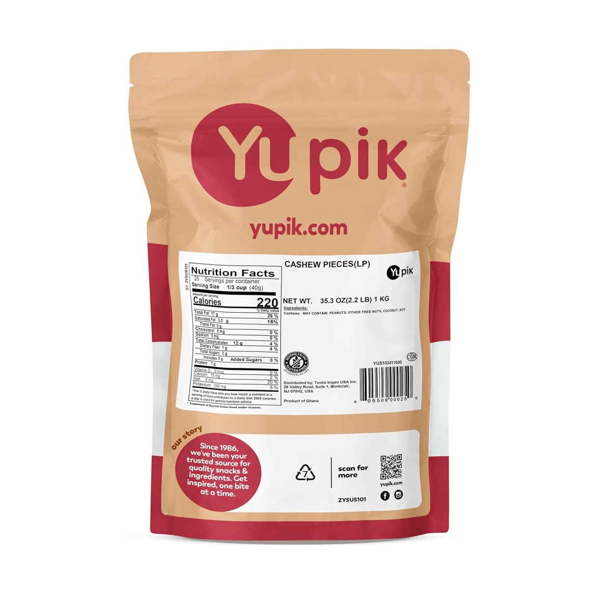 미국직구 Yupik Cashews 견과 57g / Yupik Cashews, Large Pieces, 1 Bag, 2.2 lb, with Bybies Trail  2