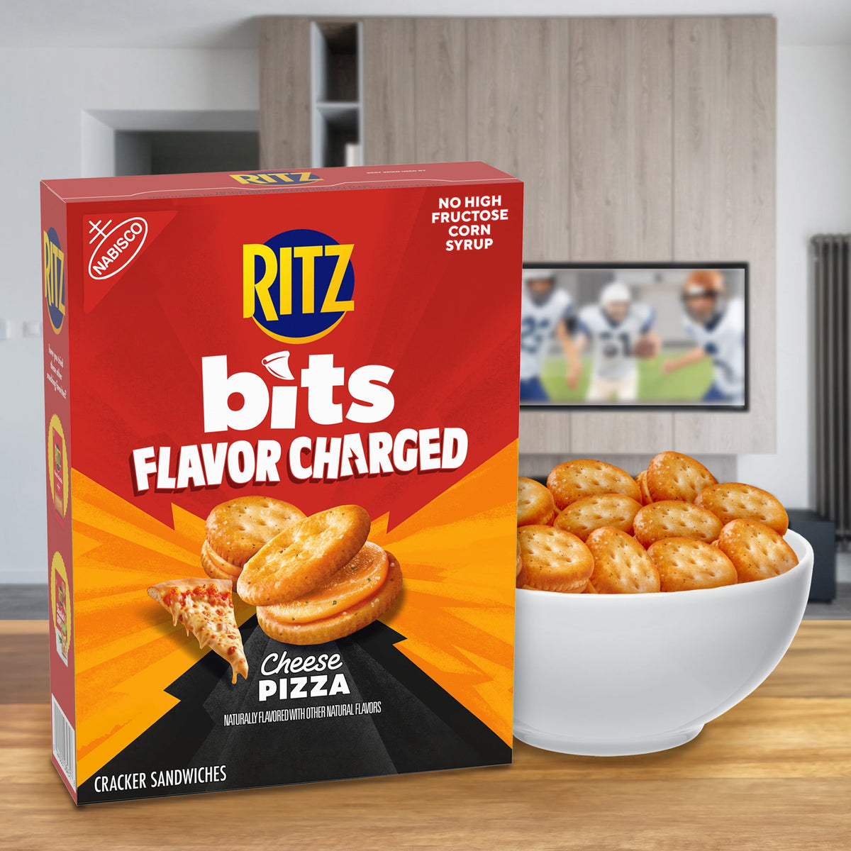 미국직구 리츠 Bits Flavor Charged Cheese Pizza Sandwich Crackers, Lunch Snacks, 8.8 oz