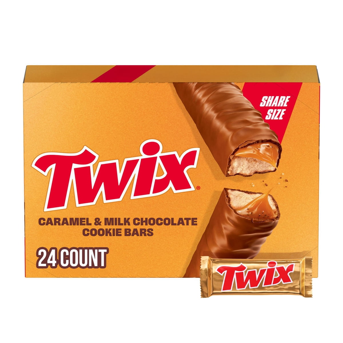 미국직구 Twix Caramel 초콜릿 57g / Twix Caramel Cookie Chocolate Candy Bars Share Size 3 57g 24 p 1