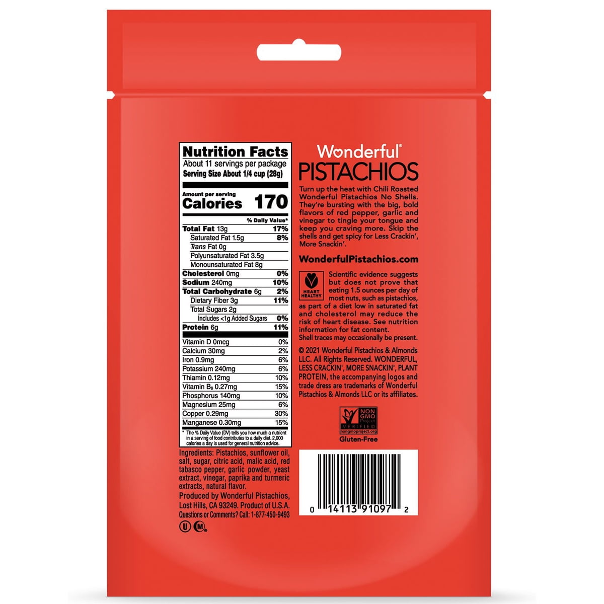미국직구 Wonderful Chili Roasted 624g / Wonderful Chili Roasted Pistachios, 624g 2