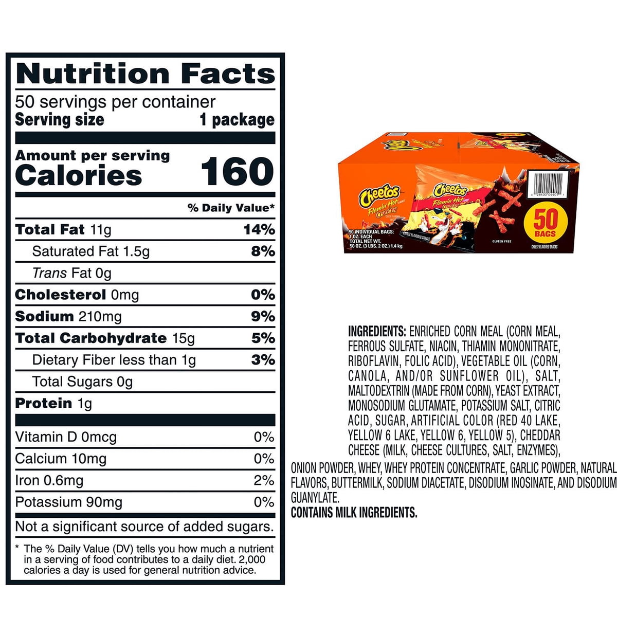 미국직구 Cheetos Flamin' Hot 28g / Cheetos Flamin' Hot Crunchy Snacks, 28g, 50 pk. 2