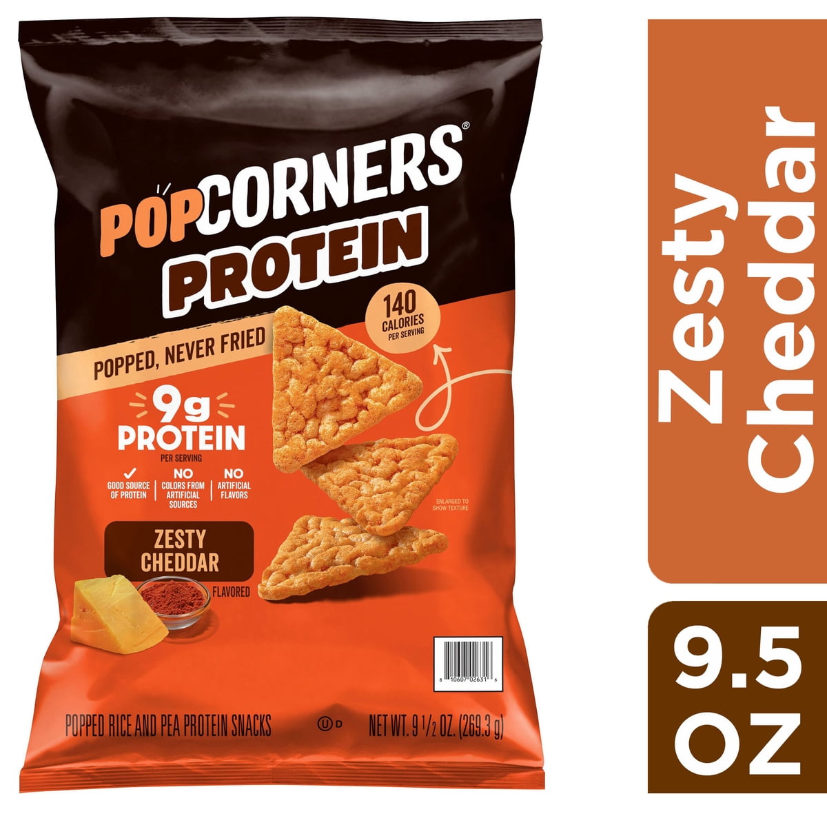미국직구 PopCorners 269g / PopCorners 9g Protein, Popped Corn Protein Chips, Zesty Cheddar, 26 3
