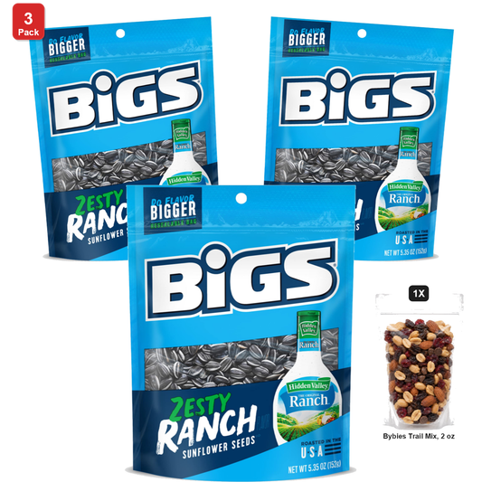 미국직구 3 Pack BIGS 152g 3팩 / 3 Pack | BIGS Sunflower Seeds, Zesty Ranch, 12 Bags x 152g Each, with 1