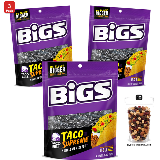 미국직구 3 Pack BIGS 152g 3팩 / 3 Pack | BIGS Taco Sunflower Seeds, 12 Bags x 152g Each, with Bybies T 1