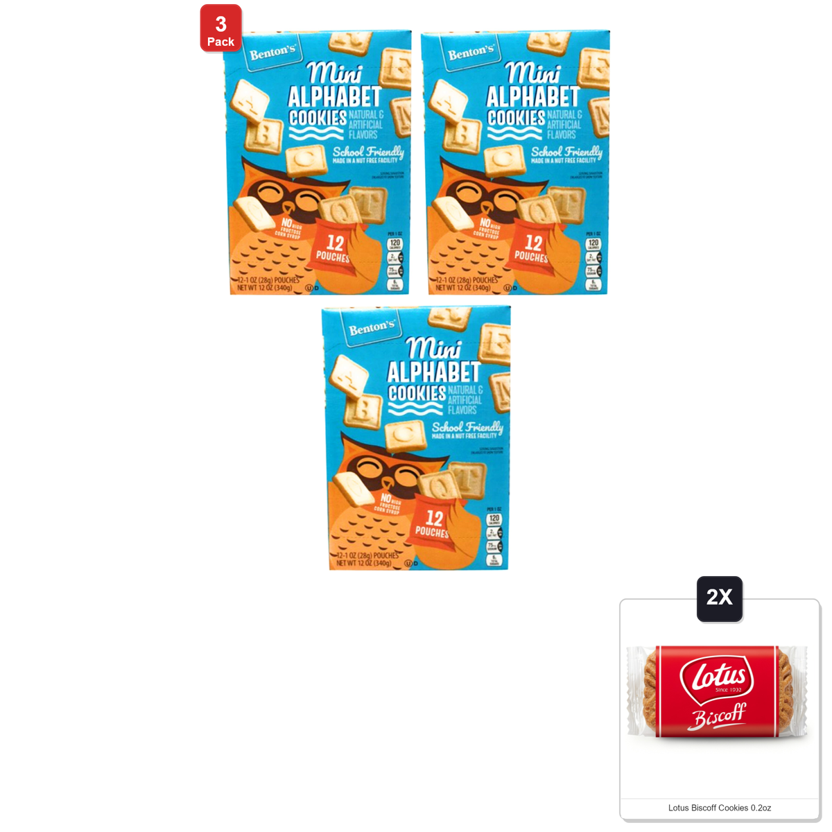 미국직구 3 Pack Bentons 견과 6g 3팩 / 3 Pack | Bentons Mini Alphabet Cookies School Friendly Made In Nut Fr 1