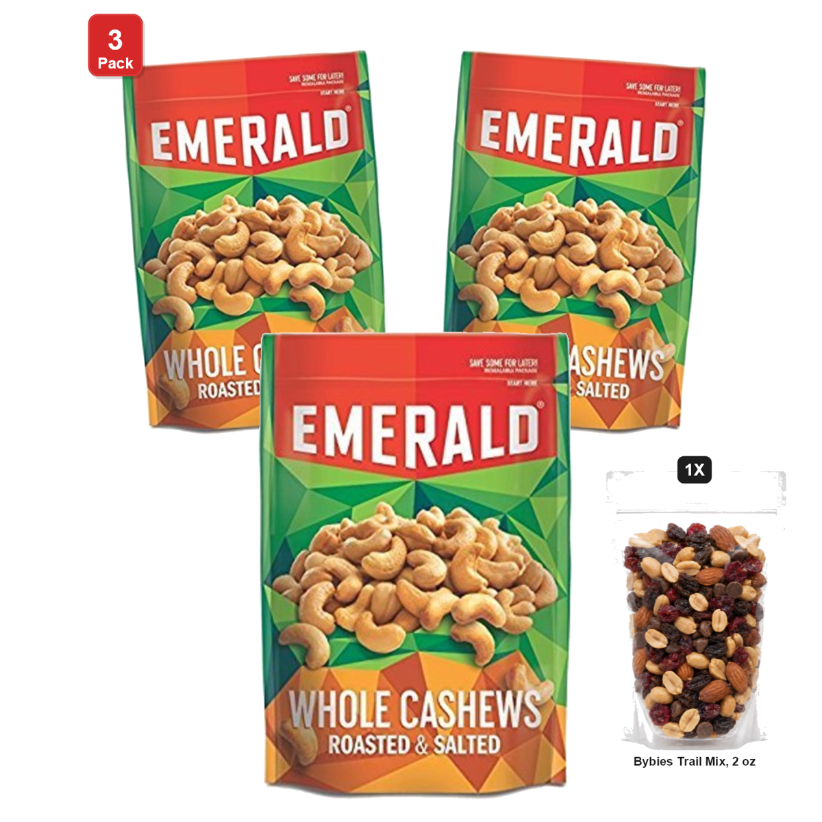 미국직구 3 Pack Emerald 견과 142g 3팩 / 3 Pack | Emerald Roasted and Salted Whole Cashews, 3 Bags x 142g Ea 1