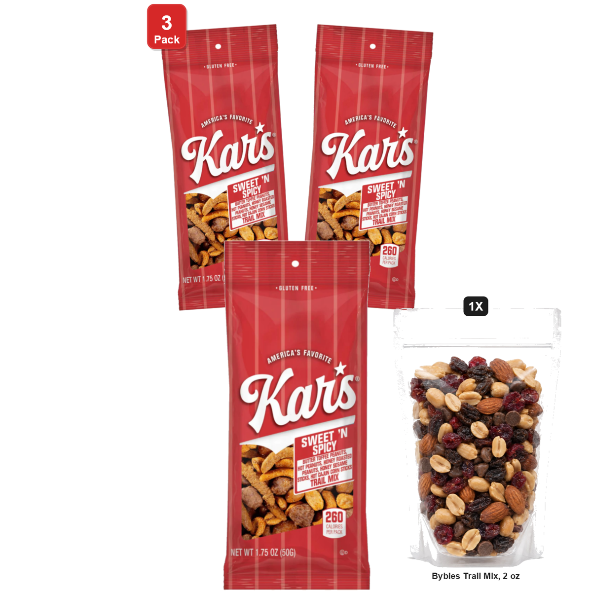 미국직구 3 Pack Kar's 견과 50g 3팩 / 3 Pack | Kar's Nuts Sweet and Spicy Mix, 30 Bags x 50g Each, with Bybi 1