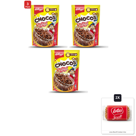 미국직구 3 Pack Kelloggs 과자 6g 3팩 / 3 Pack | Kelloggs Chocos Crunchy Bites, 375G & 2x Lotus Biscoff Cook 1