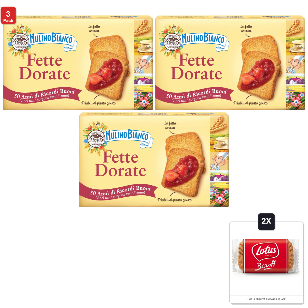 미국직구 3 Pack Mulino 과자 6g 3팩 / 3 Pack | Mulino Bianco Fette Biscottate Le Dorate 72 Fette 630G - Rusk 1