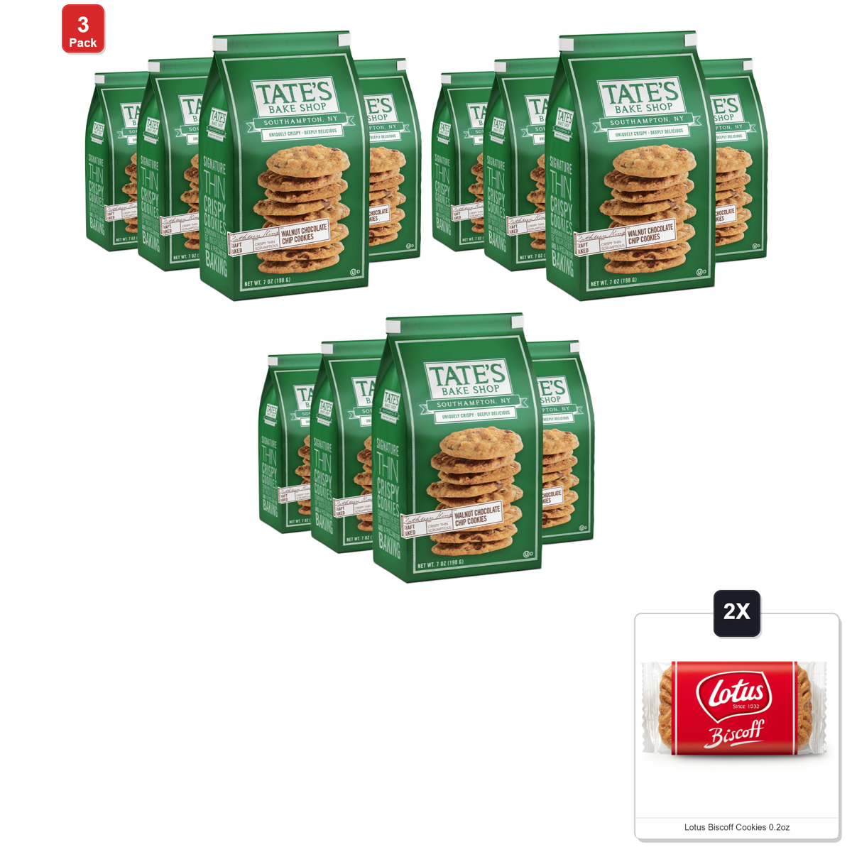 미국직구 3 Pack Tates 초콜릿 198g 3팩 / 3 Pack | Tates Bake Shop Walnut Chocolate Chip Cookies, 4 - 198g Bag 1
