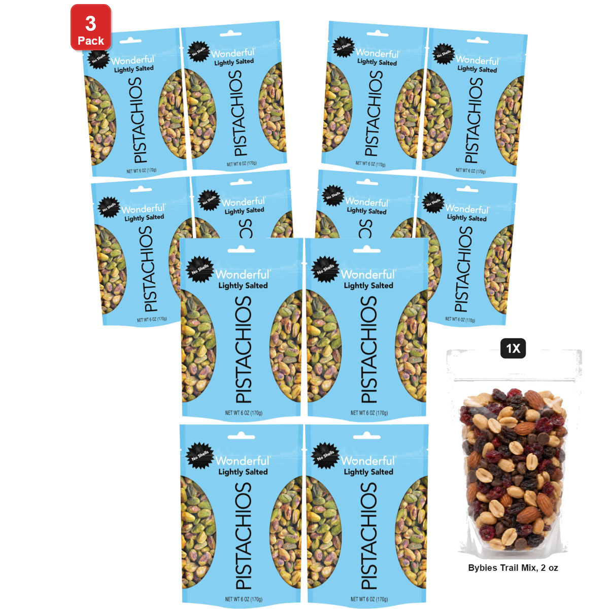 미국직구 3 Pack Wonderful 170g 3팩 / 3 Pack | Wonderful Pistachios Lightly Salted Shelled, 4 Bags x 170g  1