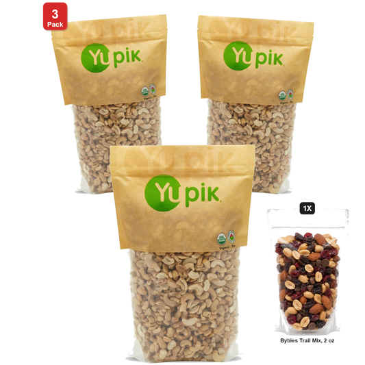 미국직구 3 Pack Yupik 견과 57g 3팩 / 3 Pack | Yupik Raw Cashew Pieces, 1 Bag, 2.2 lb, with Bybies Trail Mix 1