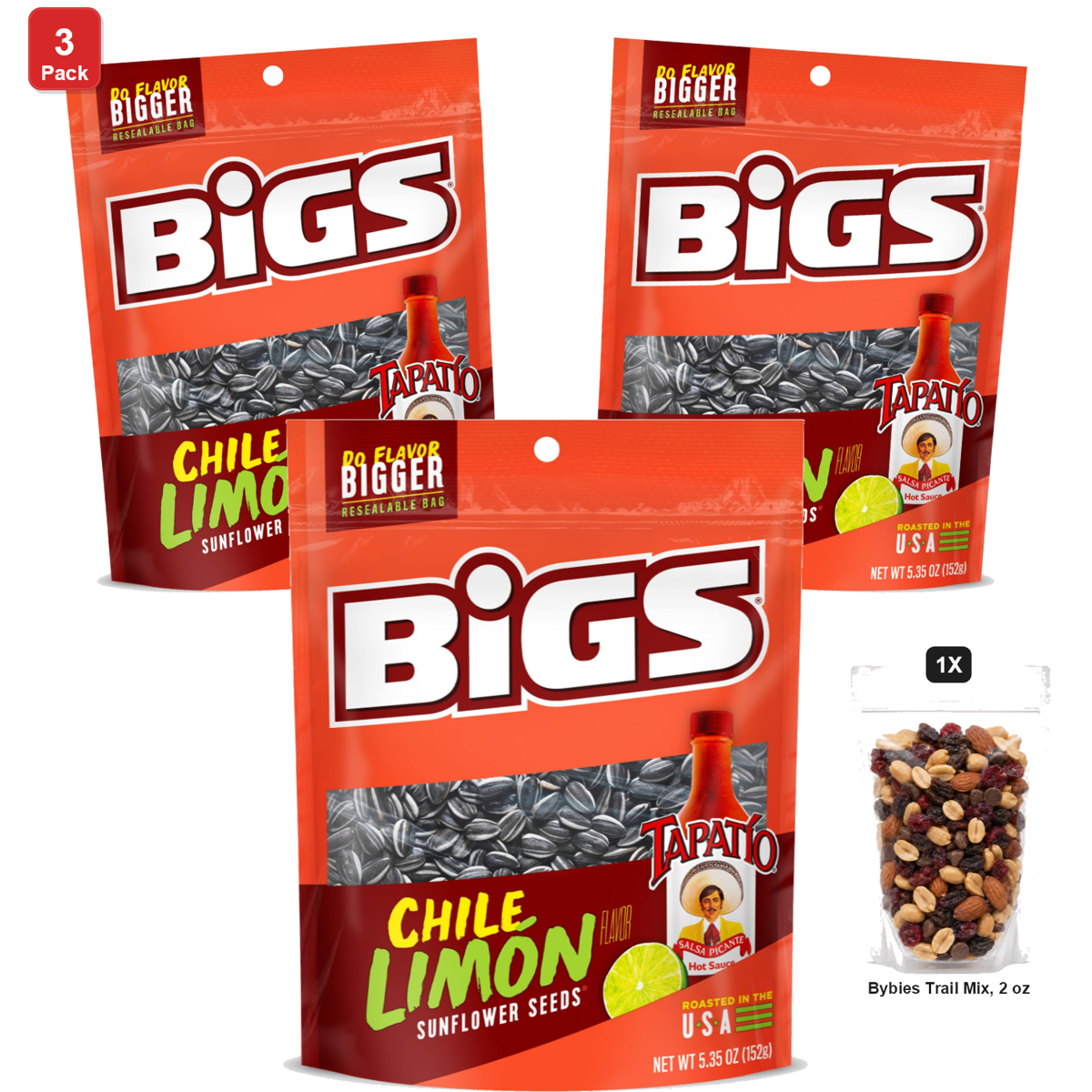 미국직구 3 Pack BIGS 152g 3팩 / 3 Pack | BIGS Sunflower Seeds, Chile Limon, 12 Bags x 152g Each, with 1