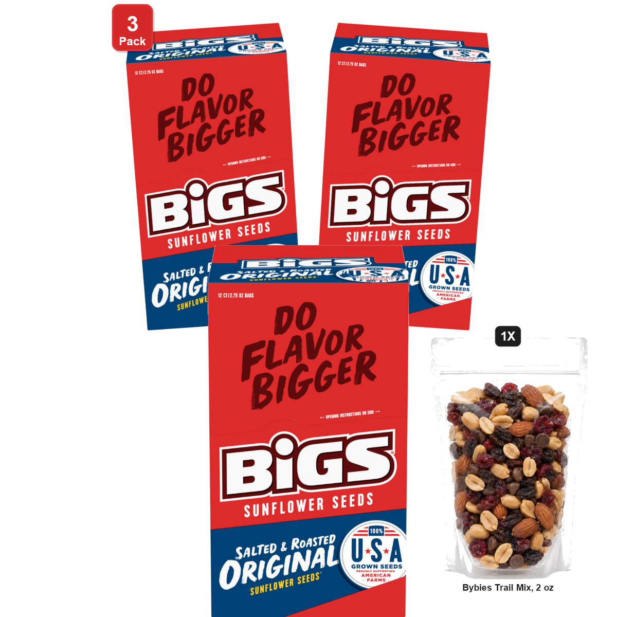미국직구 3 Pack BIGS 78g 3팩 / 3 Pack | BIGS Sunflower Seeds, Salted and Roasted Original, 12 Bags x 1