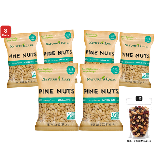 미국직구 3 Pack Nature's 견과 57g 3팩 / 3 Pack | Nature's Eats Pine Nuts, 2 Bags x 57g Each, with Bybies Tr 1
