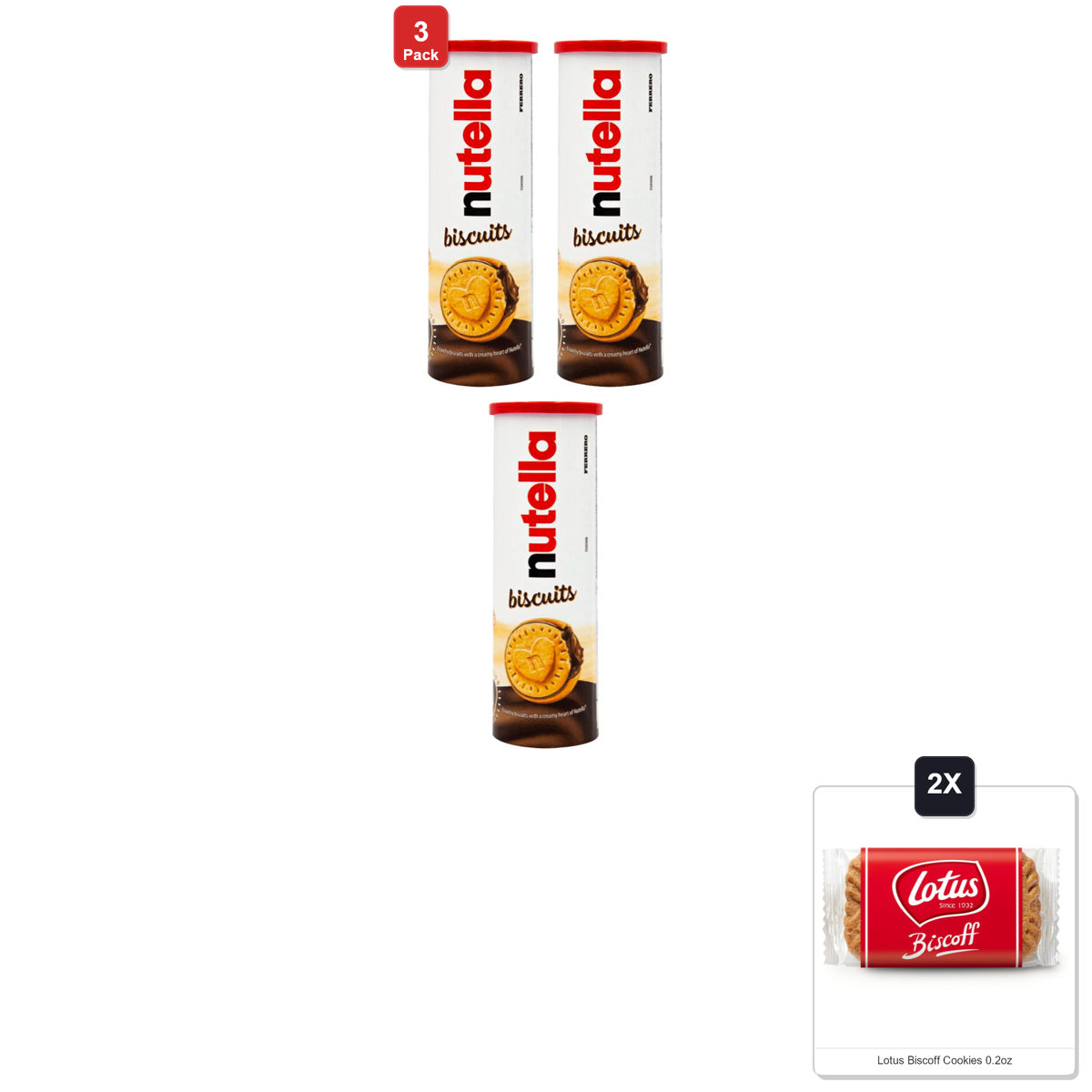 미국직구 3 Pack Nutella 과자 6g 3팩 / 3 Pack | Nutella Biscuits Tubo & 2x Lotus Biscoff Cookies 6g 1