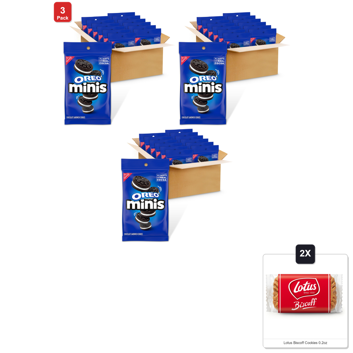 미국직구 3 Pack Oreo 초콜릿 85g 3팩 / 3 Pack | Oreo Minis Chocolate Sandwich Cookies, 12 - 85g Bags & 2x Lot 1