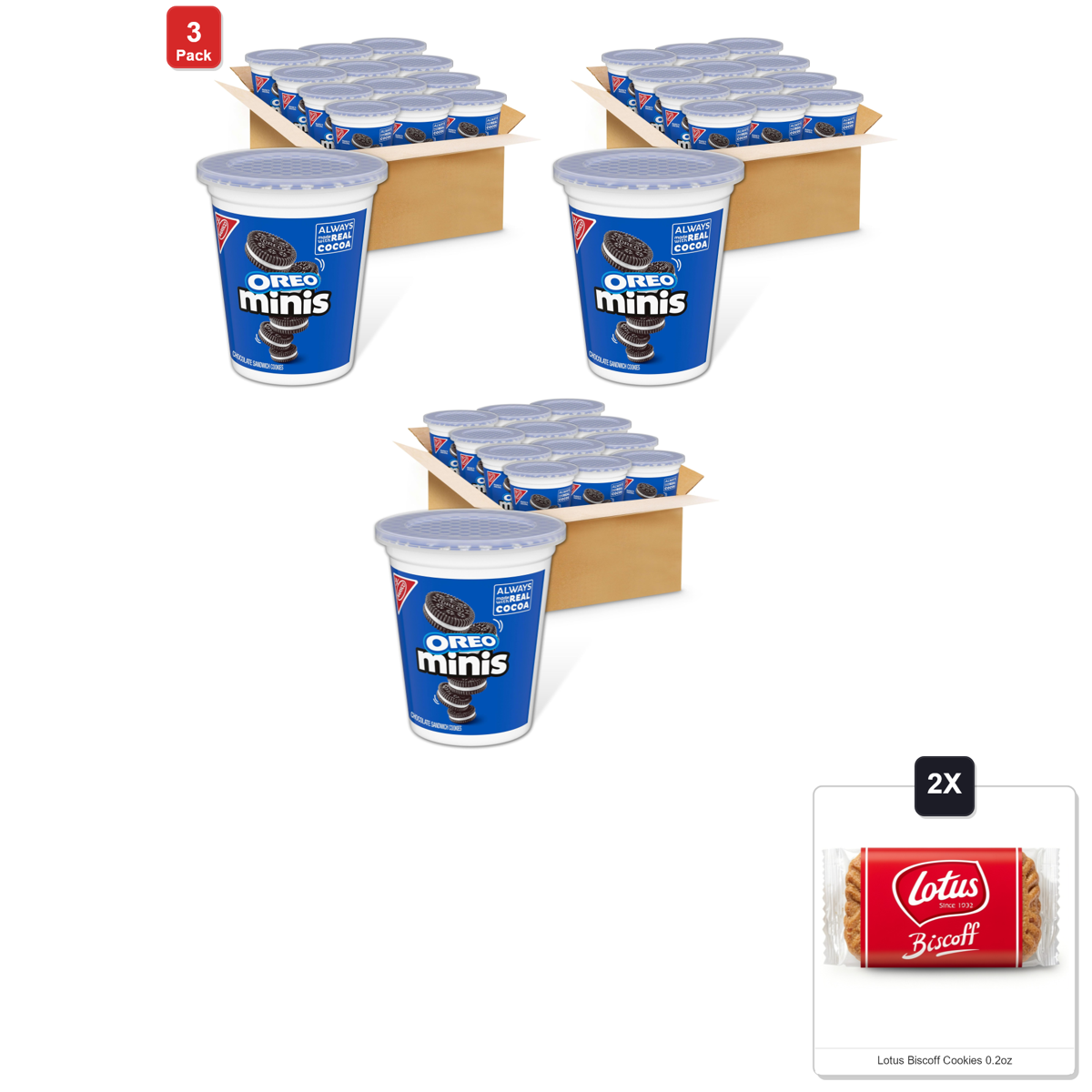 미국직구 3 Pack Oreo 초콜릿 99g 3팩 / 3 Pack | Oreo Minis Chocolate Sandwich Cookies, 12 - 99g Snack Cups & 1