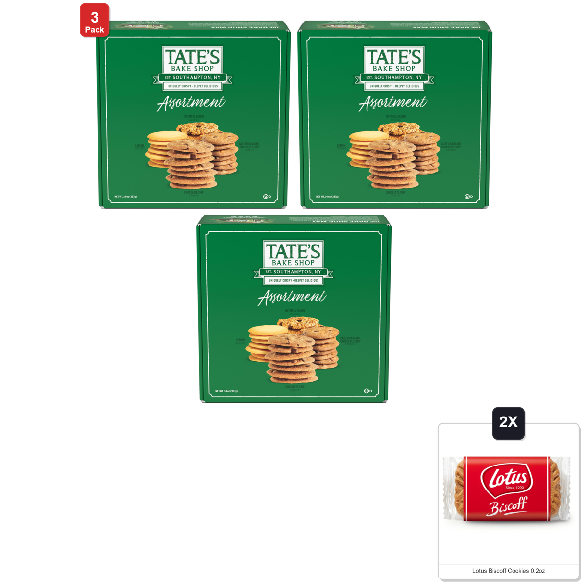 미국직구 3 Pack Tates 초콜릿 397g 3팩 / 3 Pack | Tates Bake Shop Cookies Gift Box, Chocolate Chip, Oatmeal R 1