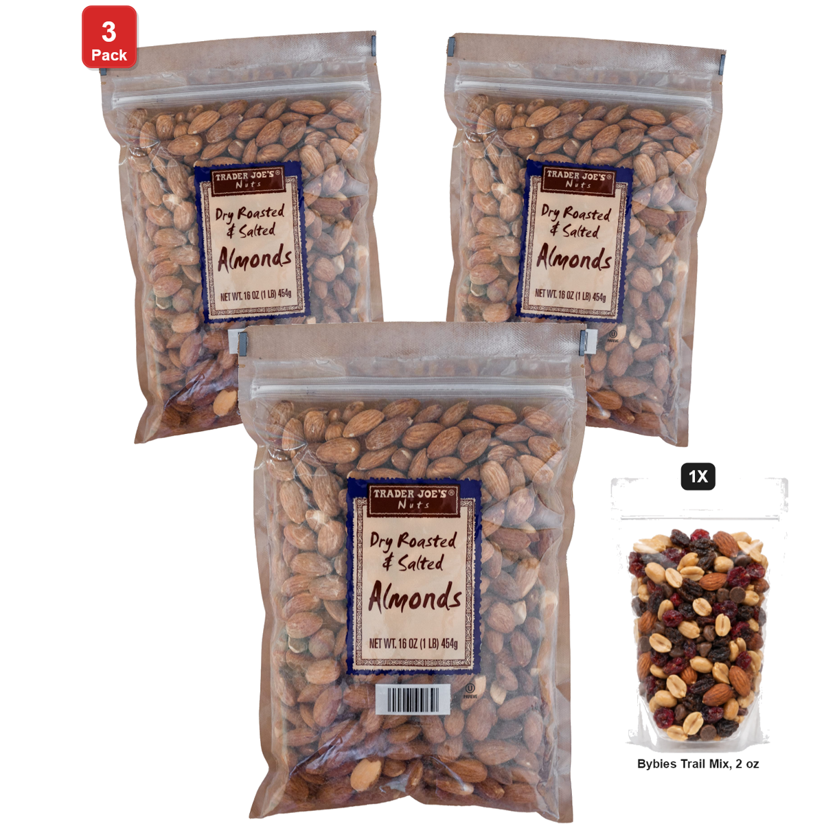 미국직구 트레이더조 견과 57g 3팩 / 3 Pack | Trader Joe's Dry Roasted and Salted Almonds, with Bybies Trai 1