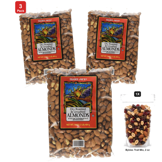 미국직구 트레이더조 견과 454g 3팩 / 3 Pack | Trader Joe's Dry Roasted and Unsalted Almonds, 1 Bag, 454g, w 1