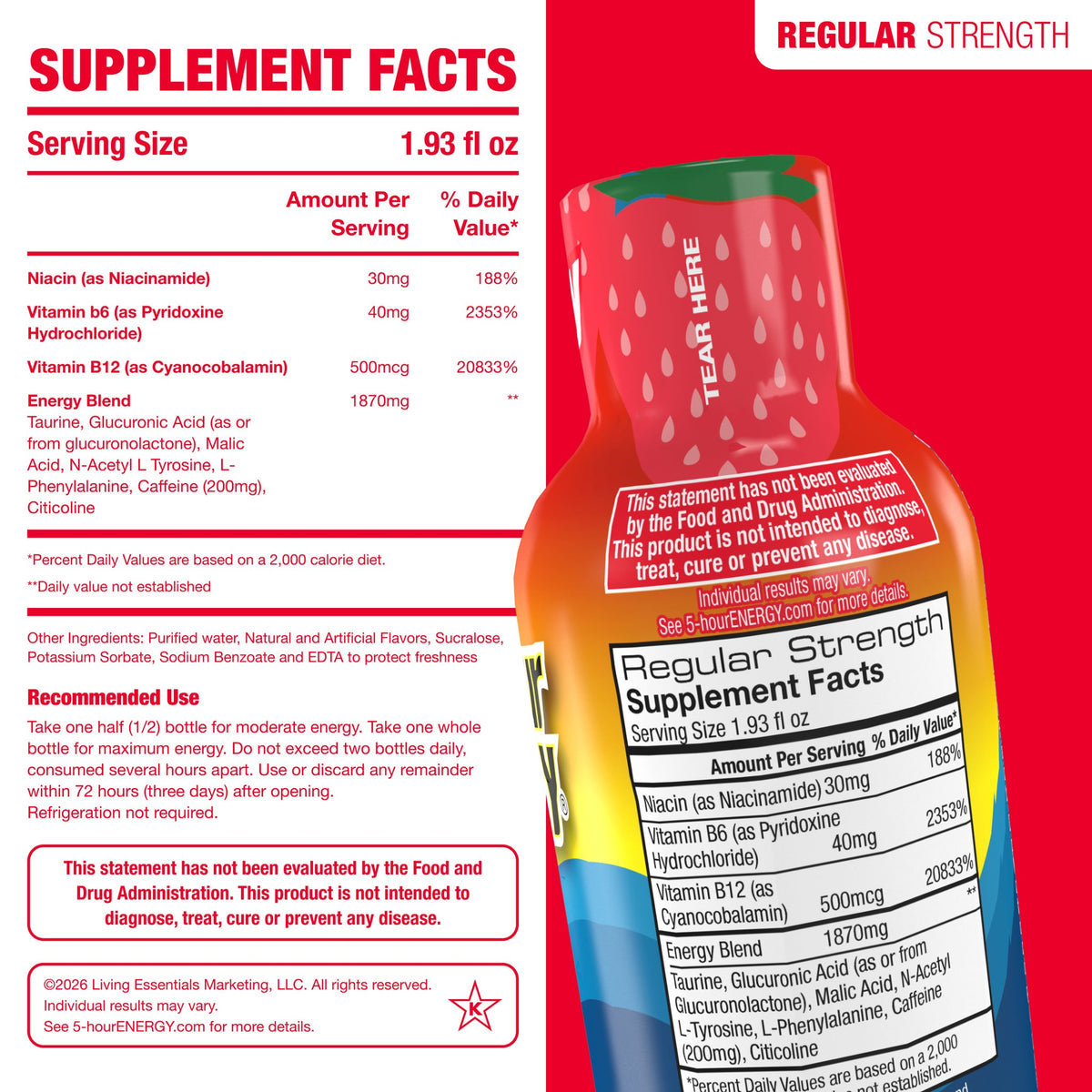 미국직구 5-hour ENERGY Shot, Regular Strength, Berry, 1.93 fl oz, 24 ct