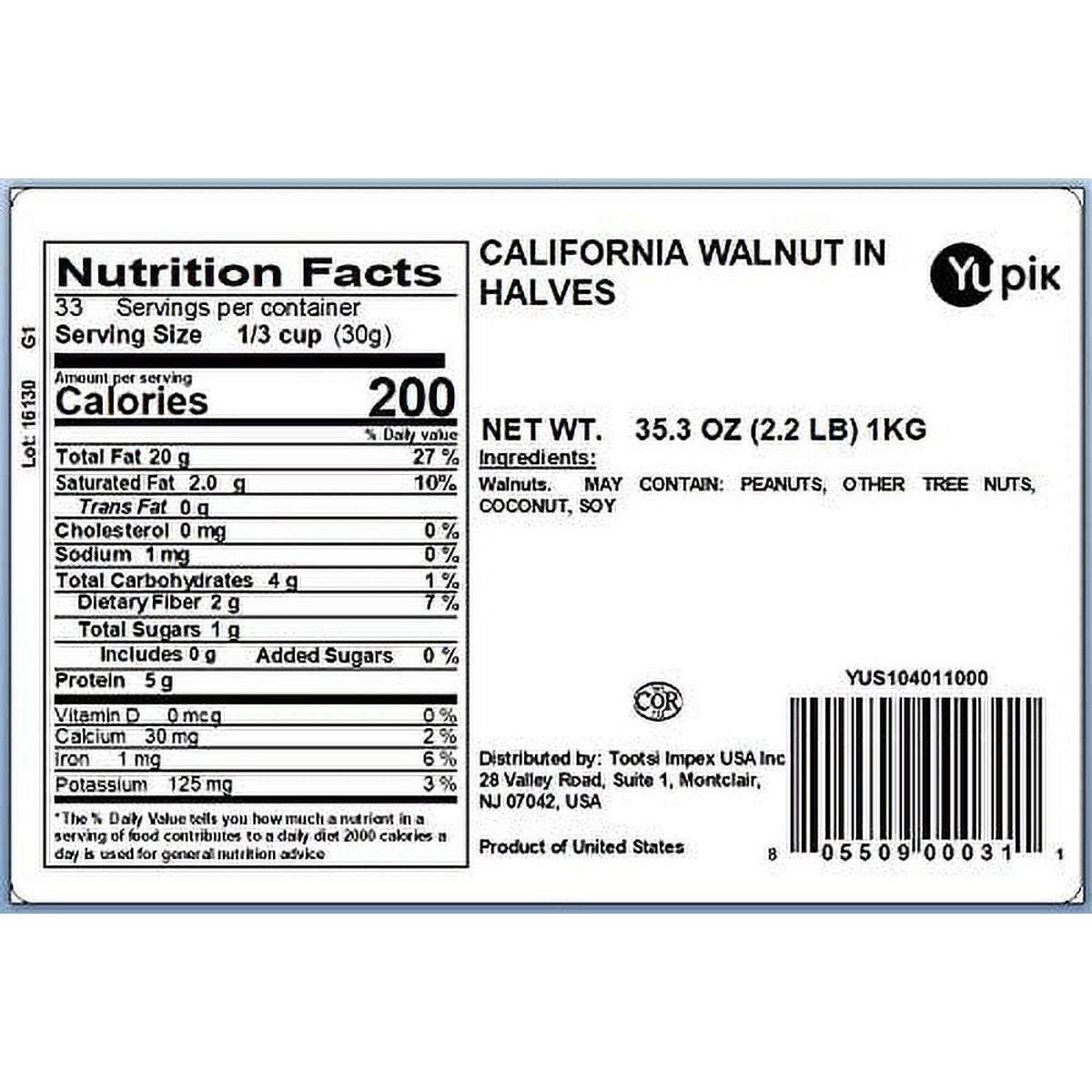 미국직구 Yupik Raw California 견과 57g / Yupik Raw California Walnuts, Halves, 1 Bag, 2.2 lb, wi 2