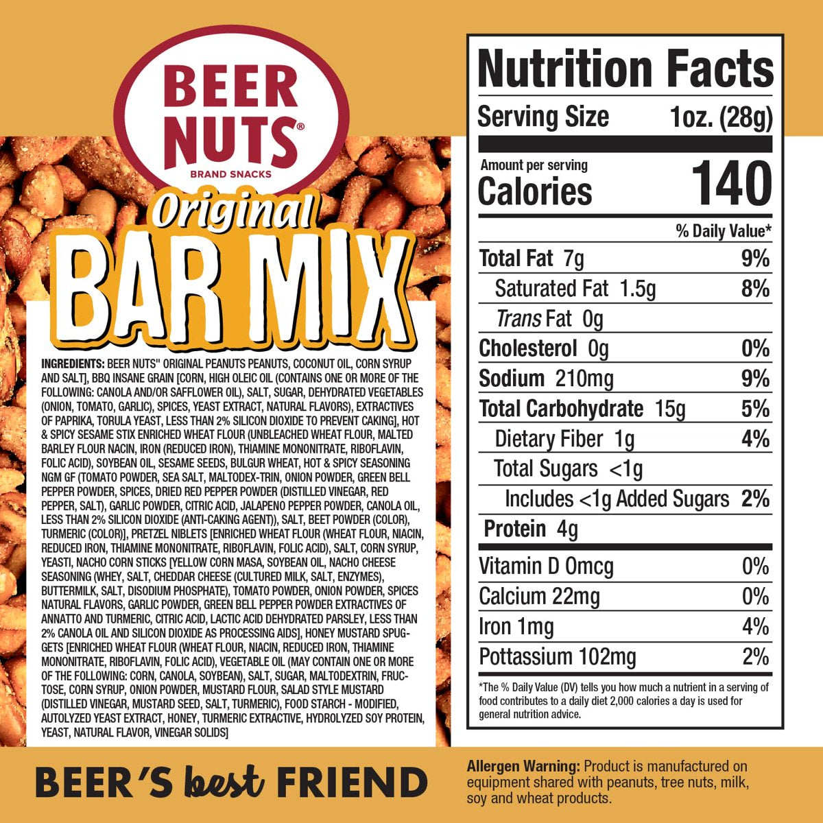미국직구 2 Pack Beer 견과 54g 2팩 / 2 Pack | Beer Nuts Original Bar Mix with Pretzels, Cheese Sti 2