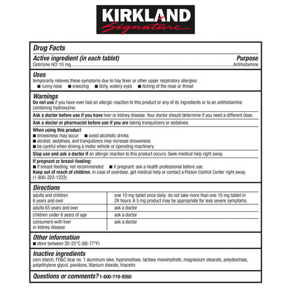 미국직구 커클랜드 생활건강 Kirkland Signature Aller-Tec, 365 Tablets
