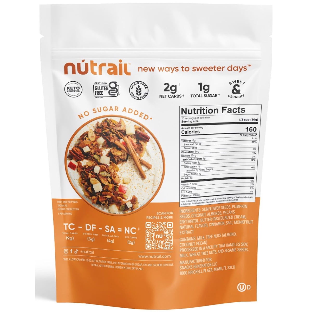 미국직구 NuTrail Low Carb 견과 624g / NuTrail Low Carb Keto Nut Granola, Cinnamon Pecan, 624g 2