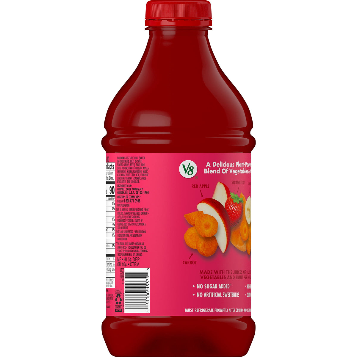 미국직구 V8 Strawberry Banana 100% Fruit and Vegetable Juice, 46 fl oz Bottle