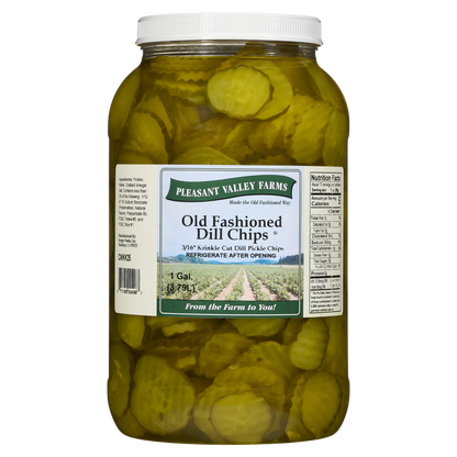 미국직구 Pleasant Valley 3/16" Cut Old Fashioned Dill Pickle Chips, 128 fl oz
