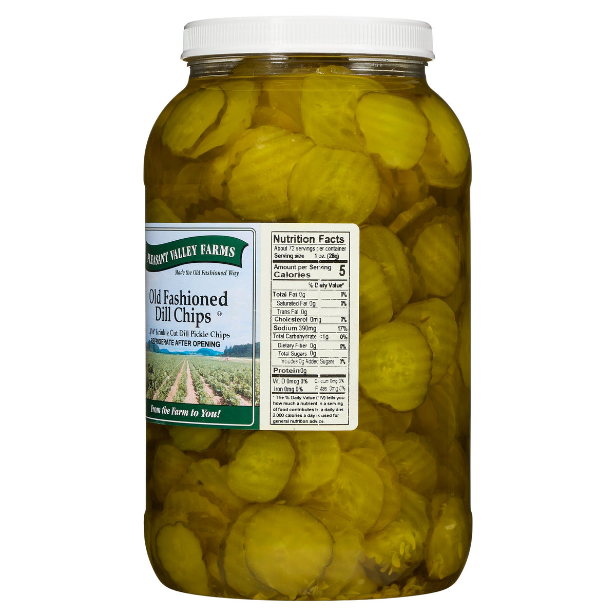 미국직구 Pleasant Valley 3/16" Cut Old Fashioned Dill Pickle Chips, 128 fl oz