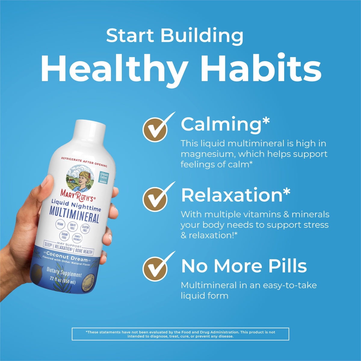 미국직구 MaryRuth s Nighttime 견과 651ml 2팩 / MaryRuth’s Nighttime Multimineral, Coconut, 651ml, 5