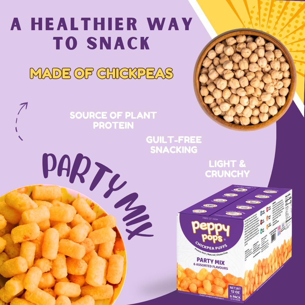 미국직구 Peppy Pops Chickpea 340g 6팩 / Peppy Pops Chickpea Puffs Party Mix Variety Pack - 6 Pa 2