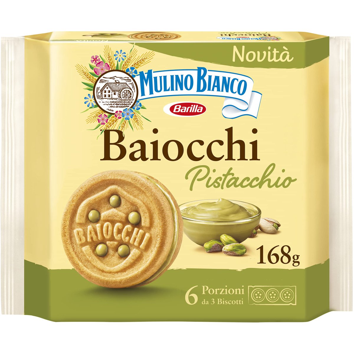 미국직구 3 Pack Mulino 과자 6g 3팩 / 3 Pack | Mulino Bianco Biscuits, Pistachio Cream Filled, 168 2