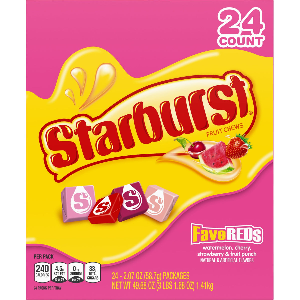 미국직구 스타버스트 Chewy Candy, FaveREDs, 2.07 oz, 24 ct