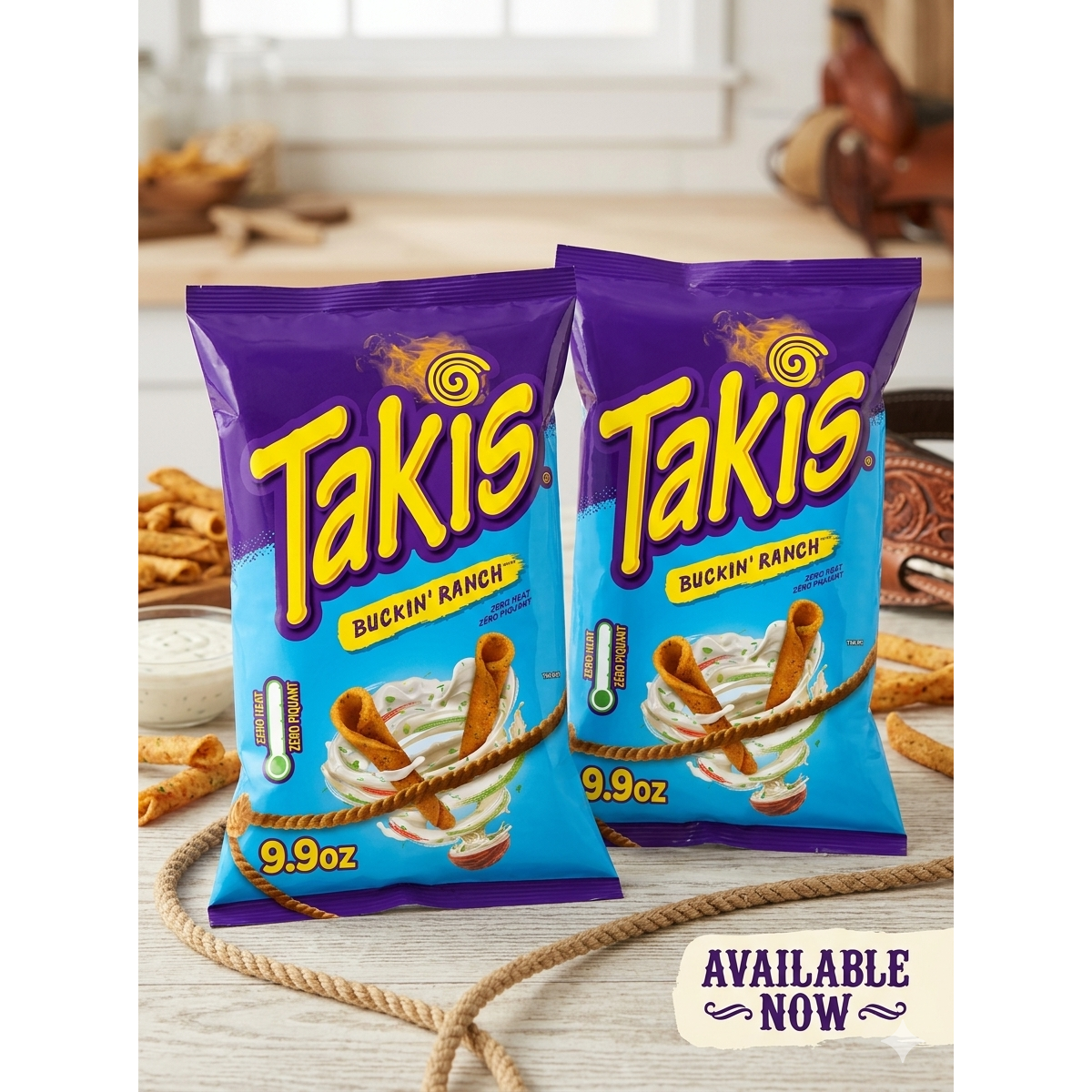 미국직구 2 - Takis 281g 2팩 / 2 - Takis Buckin' Ranch Non-Spicy Rolled Tortilla Chips, 281g Bag 2