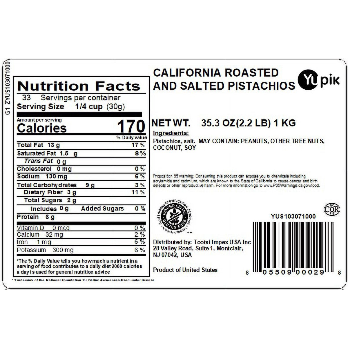 미국직구 Yupik Dry Roasted 57g 56261 / Yupik Dry Roasted Salted Pistachios, In-Shell, 1 Bag, 2 2